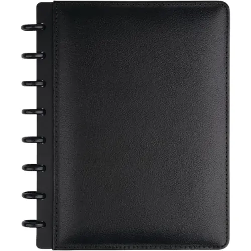 TUL Custom Note-Taking System Discbound Notebook, Letter Size, Leather Cover, Black 