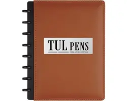 TUL Custom Note-Taking System Discbound Notebook, Junior Size, Leather Cover, Brown