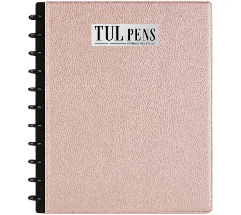 TUL Discbound Notebook With Pebbled Leather Cover, Letter Size, Narrow Ruled, 60 Sheets, Rose Gold